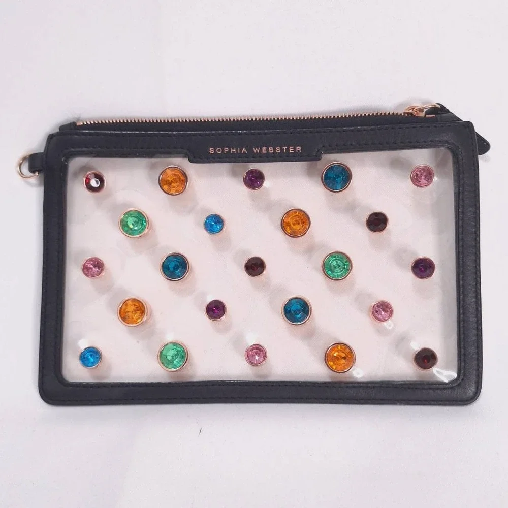 Sophia Webster Clear Pouch Colorful Gem Wristlet Bag‎ Clutch no Strap